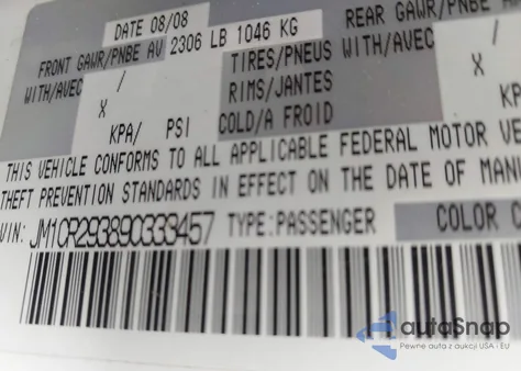 2009 Mazda Mazda5 Grand Touring z USA, uszkodzony, nr VIN JM1CR293890333457